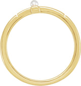 14K Gold Cultured White Akoya Pearl Pearl Sideways Cross Ring - Yellow Gold - view 2