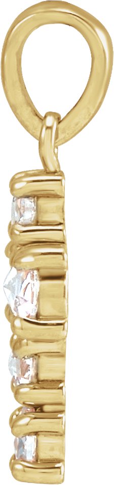 14K Gold Round Natural Diamond Rose-Cut Cross Necklace or Pendant - Yellow Gold - view 4