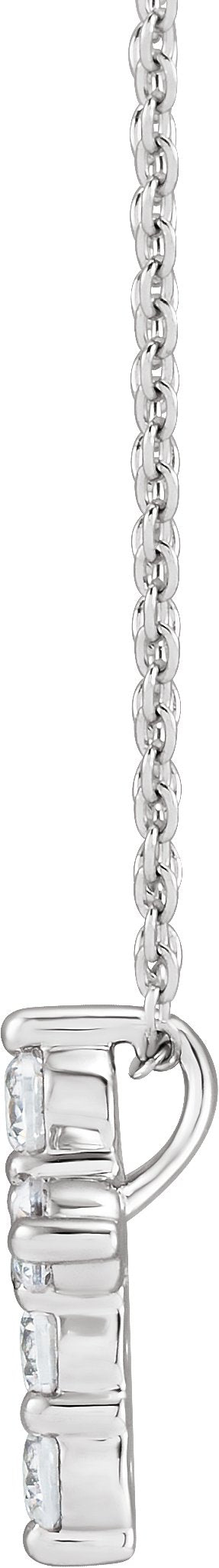 14K Gold Round Lab-Grown Diamond Cross Necklace - White Gold - view 4