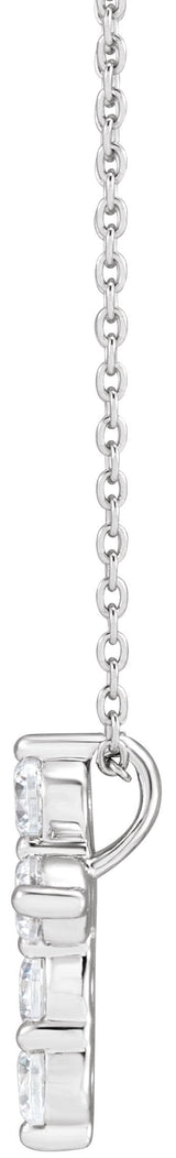 14K Gold Round Lab-Grown Diamond Cross Necklace - White Gold - view 4
