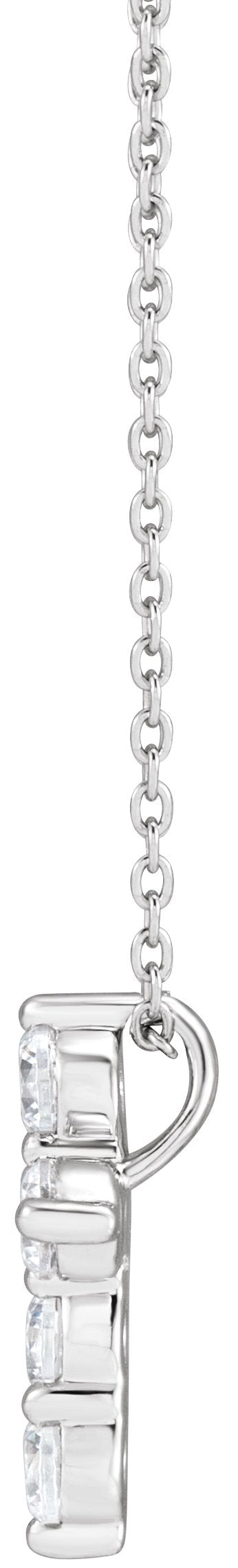 14K Gold Round Lab-Grown Diamond Cross Necklace - White Gold - view 4