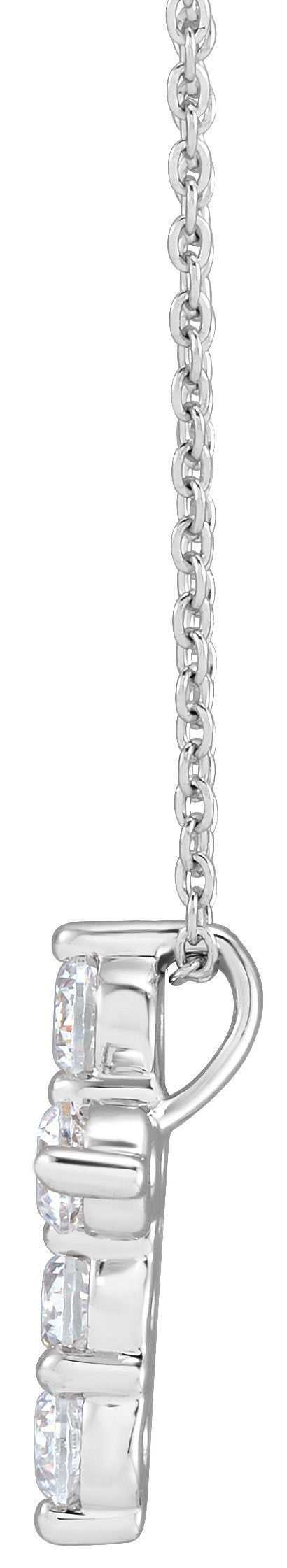 14K Gold Round Lab-Grown Diamond Cross Necklace - White Gold - view 4