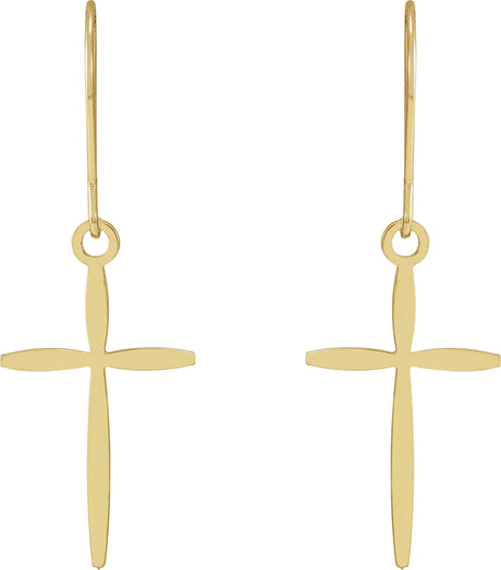 14K Gold Cross Earrings – 30.5x10.7mm - view 2
