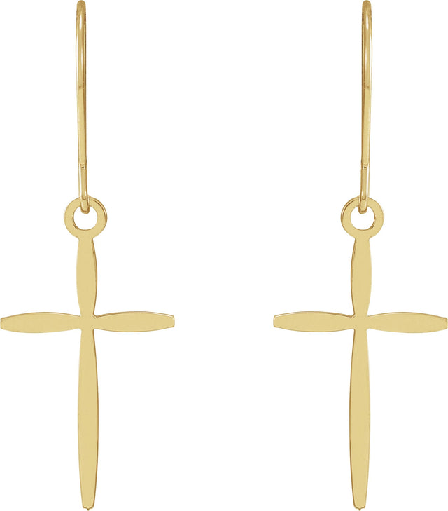 14K Gold Cross Earrings – 30.5x10.7mm - view 2