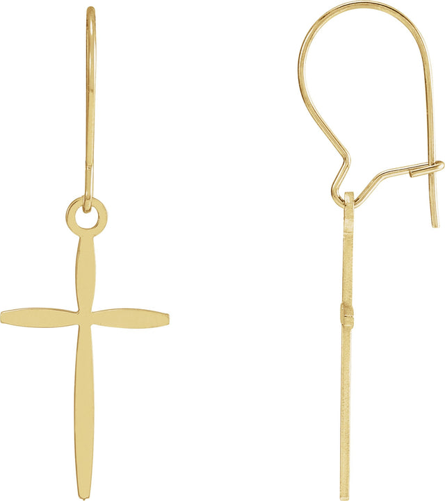 14K Gold Cross Earrings – 30.5x10.7mm