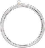 Platinum Cultured White Akoya Pearl Pearl Sideways Cross Ring - view 2