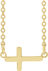 14K Gold Sideways Cross Necklace – 12x5.9mm - Yellow Gold - view 4
