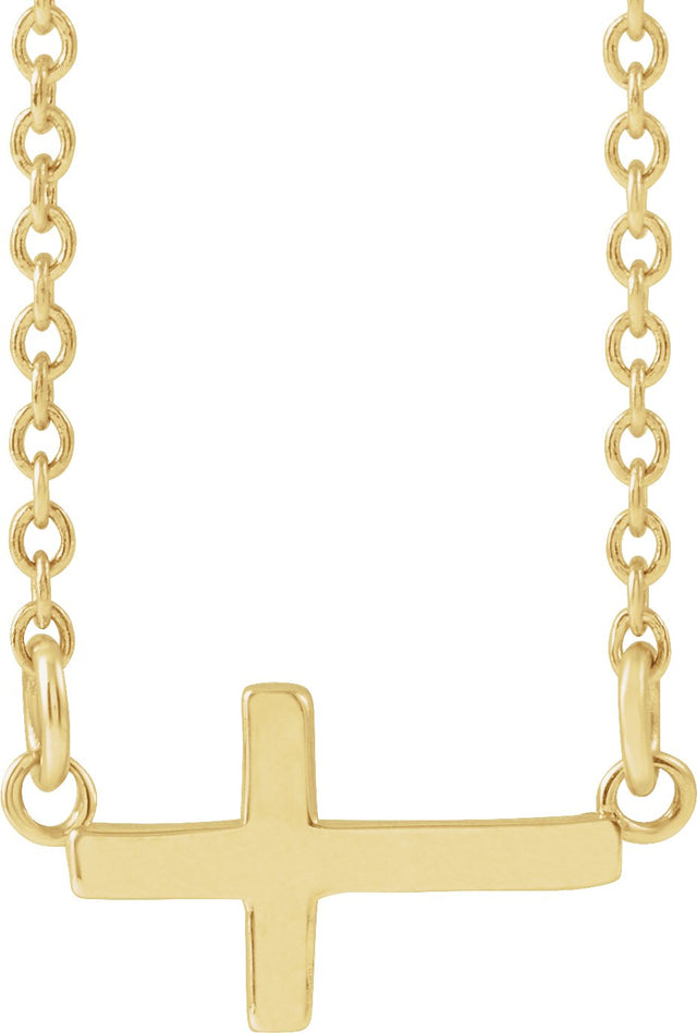 14K Gold Sideways Cross Necklace – 12x5.9mm - Yellow Gold - view 4