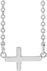 14K Gold Sideways Cross Necklace – 12x5.9mm - White Gold - view 4
