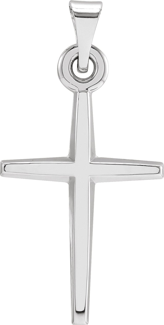 14K Gold Cross Pendant – 23.3x11.7mm - White Gold