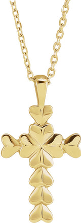 14K Gold Heart Cross Necklace or Pendant - Yellow Gold - view 3