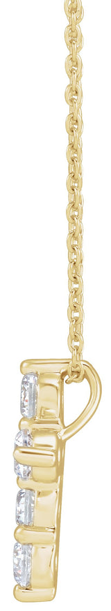 14K Gold Round Lab-Grown Diamond Cross Necklace - Yellow Gold - view 4