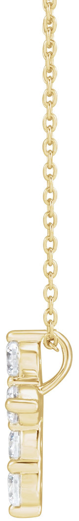 14K Gold Round Lab-Grown Diamond Cross Necklace - Yellow Gold - view 4