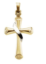 14K Gold Hollow Cross Pendant – 22.5x15.5mm