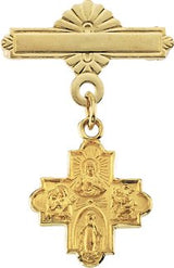 14K Gold Four-Way Medal Baptismal Pin