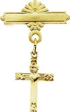 14K Gold Cross Baptismal Pin