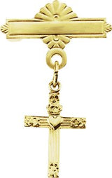 14K Gold Cross Baptismal Pin