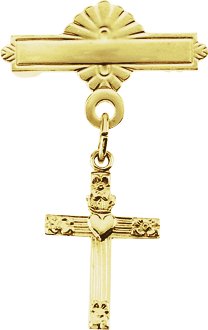14K Gold Cross Baptismal Pin