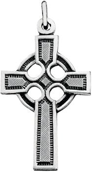 14K Gold Celtic-Inspired Cross Necklace or Pendant – 23x16mm - White Gold - view 2