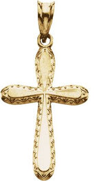 14K Gold Sculptural Cross Pendant