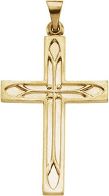 14K Gold Cross Pendant – 36.5x23mm