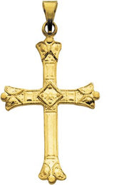 14K Gold Sculptural Cross Pendant – 28x19mm