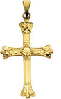 14K Gold Sculptural Cross Pendant – 28x19mm
