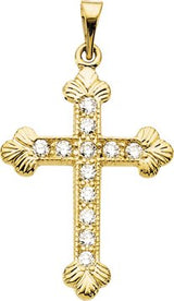 14K Gold Accented Cross Pendant - White Gold - view 4