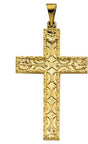 14K Gold Floral-Inspired Cross Pendant – 37x20mm