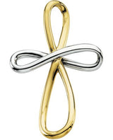 14K Gold Infinity-Inspired Cross Pendant - Two-Tone