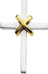 14K Gold Cross Pendant – 27.75x19mm - Two-Tone