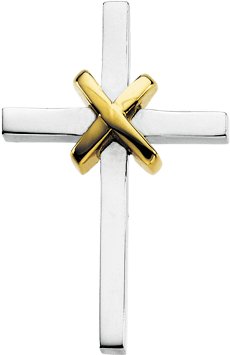 14K Gold Cross Pendant – 27.75x19mm - Two-Tone