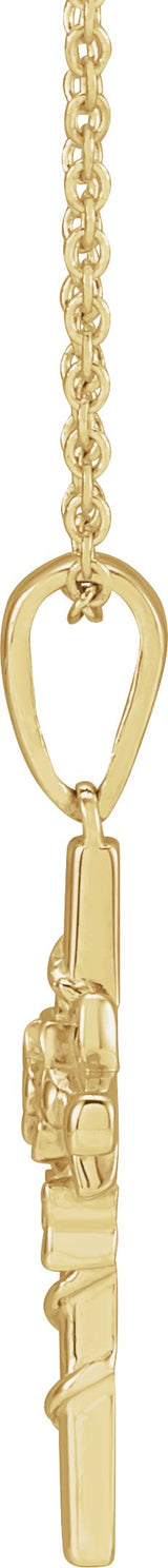 14K Gold Floral Cross Necklace or Pendant – 24.26x10.99mm - Yellow Gold - view 2