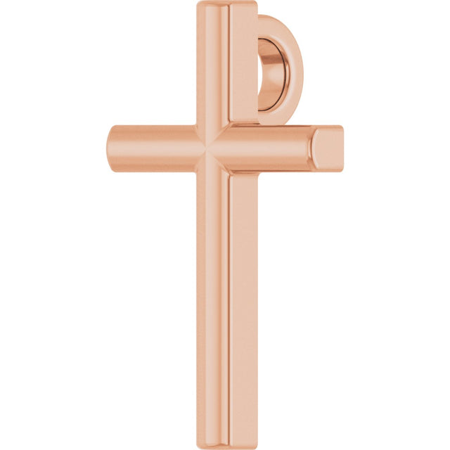 14K Gold Cross Necklace or Pendant – 12x7.61mm - Rose Gold - view 2