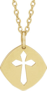 14K Gold Pierced Cross Necklace or Pendant - Yellow Gold