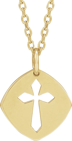 14K Gold Pierced Cross Necklace or Pendant - Yellow Gold