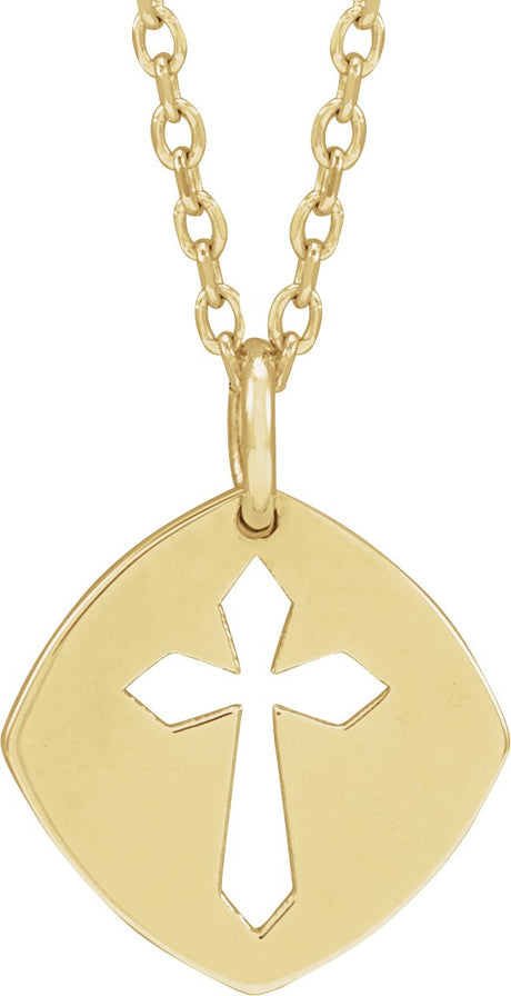 14K Gold Pierced Cross Necklace or Pendant - Yellow Gold