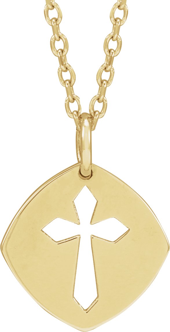 14K Gold Pierced Cross Necklace or Pendant - Yellow Gold
