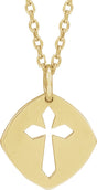 14K Gold Pierced Cross Necklace or Pendant - Yellow Gold