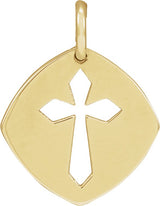 14K Gold Pierced Cross Necklace or Pendant - Yellow Gold