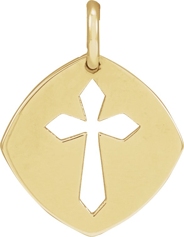 14K Gold Pierced Cross Necklace or Pendant - Yellow Gold