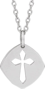 Platinum Pierced Cross Necklace or Pendant