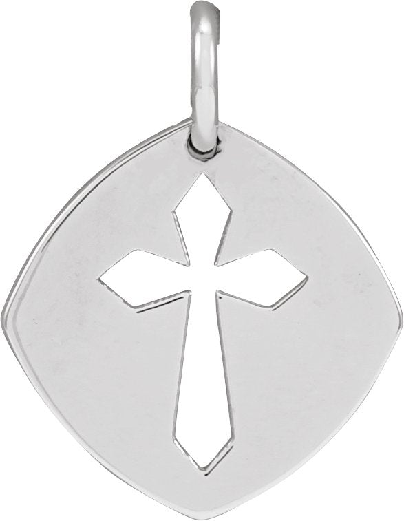 Platinum Pierced Cross Necklace or Pendant