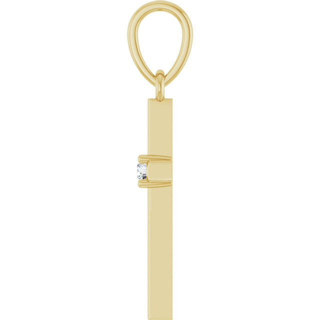 14K Gold Round Natural Diamond Cross Necklace or Pendant – up to 0.015 CTW - Yellow Gold - view 6