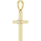 14K Gold Round Natural Diamond Cross Necklace or Pendant – up to 0.015 CTW - Yellow Gold - view 5