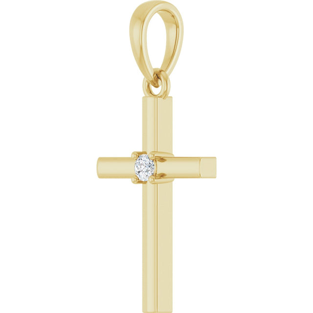 14K Gold Round Natural Diamond Cross Necklace or Pendant – up to 0.015 CTW - Yellow Gold - view 5