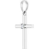 Platinum Round Natural Diamond Cross Necklace or Pendant – up to 0.015 CTW - view 5