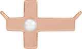14K Gold Cultured White Seed Pearl Pearl Sideways Cross Necklace - Rose Gold