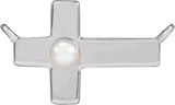 14K Gold Cultured White Seed Pearl Pearl Sideways Cross Necklace - White Gold