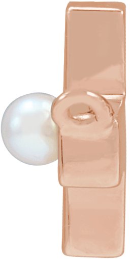 14K Gold Cultured White Seed Pearl Pearl Sideways Cross Necklace - Rose Gold - view 2